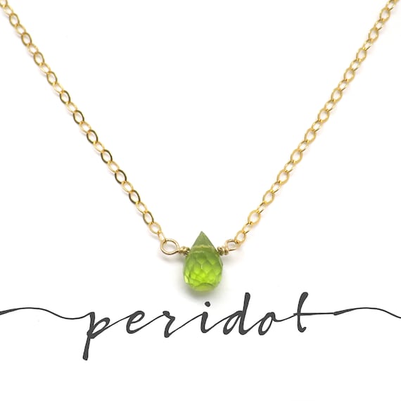 Tiny Floating Peridot Necklace