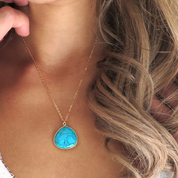 Gold Turquoise Necklace for Women 