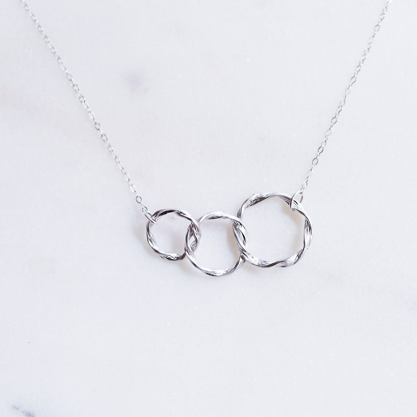 Three Silver Ring Necklace