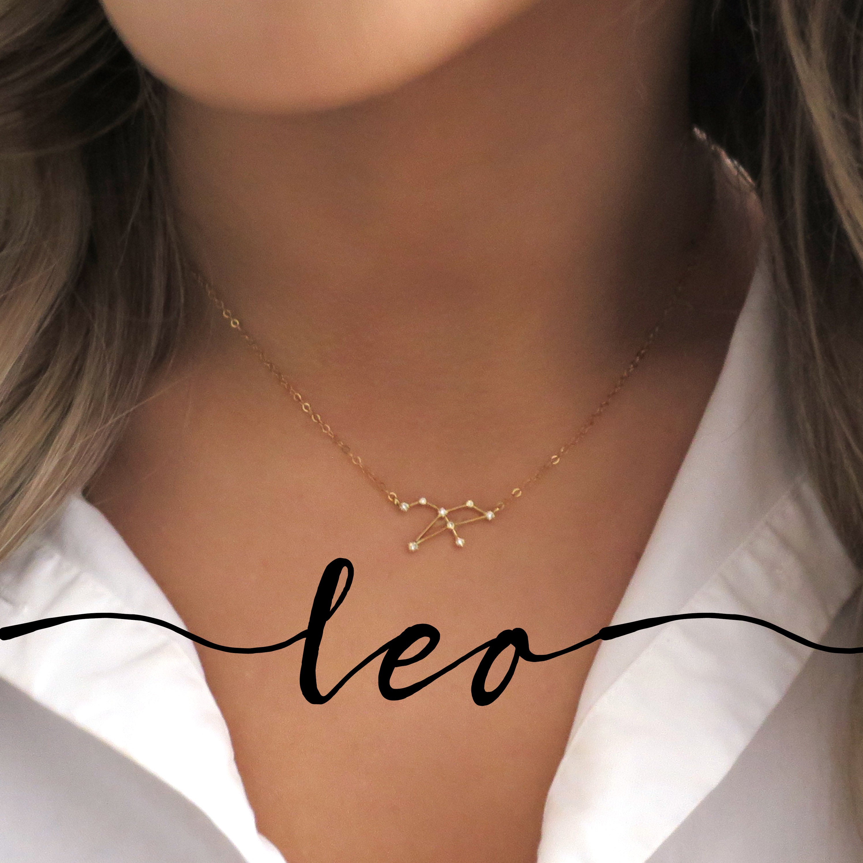 Buy Delicate Celestial Astrology Zodiac Leo Constellation Stars Necklace  For Women For Teen 14KT Gold Plated Sterling Silver Online at Lowest Price  Ever in India | Check Reviews & Ratings - Shop