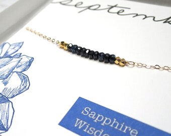 September Birthstone Necklace, September Sapphire Necklace, Sapphire Gift, Birthstone Gift, September Birthday, Sapphire Jewelry