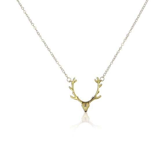 Silver or Gold Antler Necklace