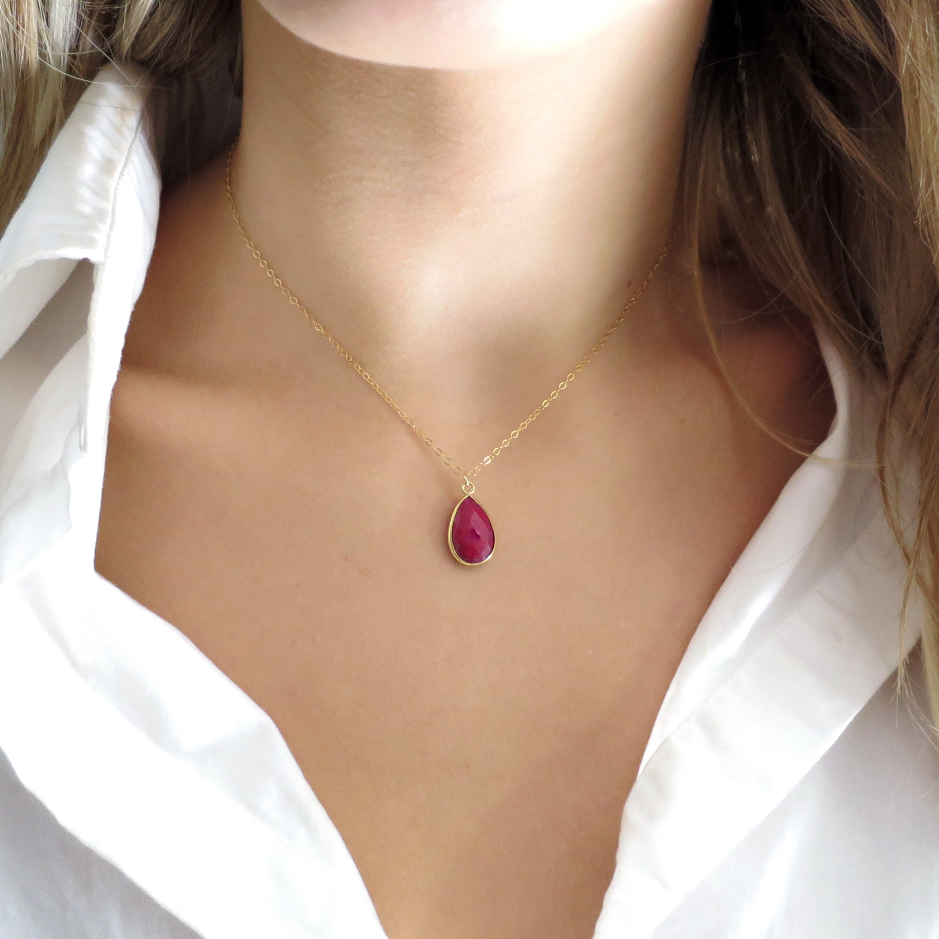 Lab Created Ruby Heart Necklace