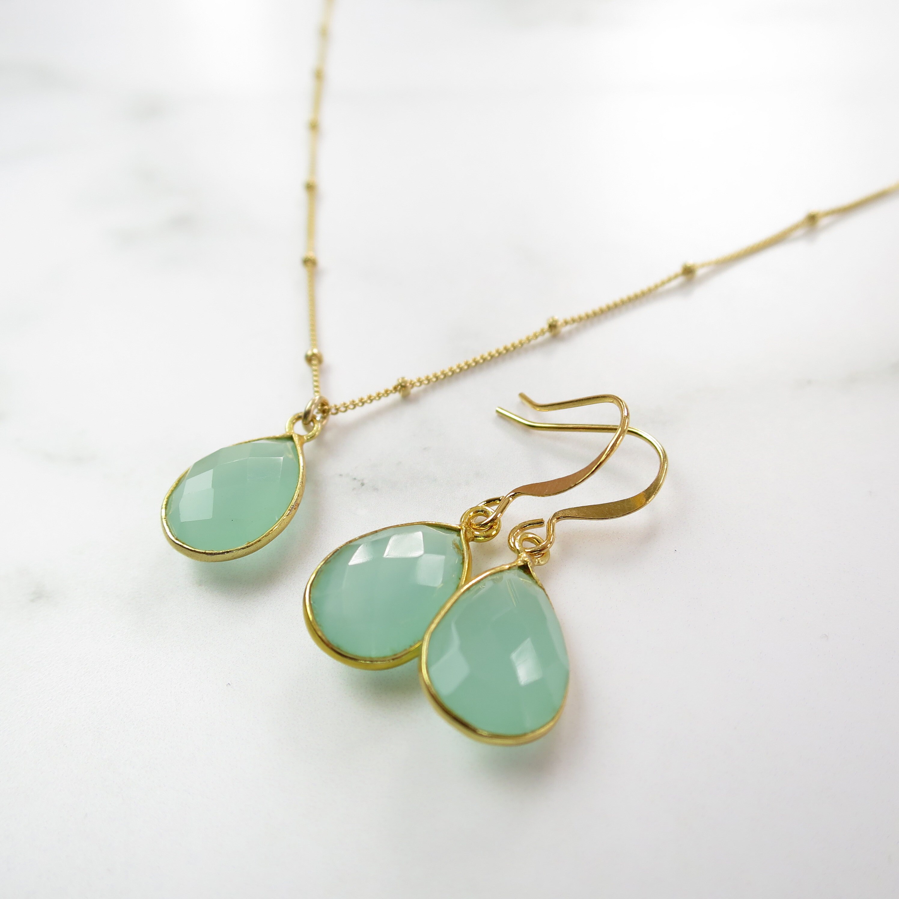 Aqua Chalcedony Earrings