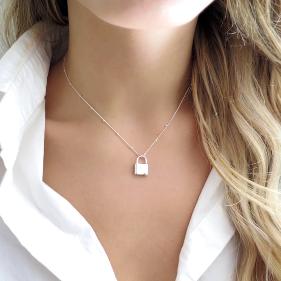Sterling Silver Lock Necklace Silver Padlock Necklace Lock