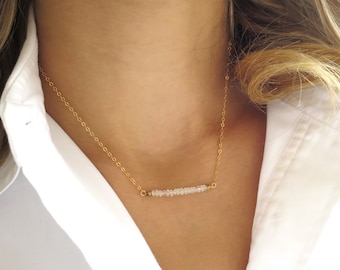 Moonstone Bar Necklace, Gold Moonstone Necklace, Delicate Moonstone Necklace, Bar Necklace Moonstone, Dainty Bar Necklace, Rainbow Moonstone