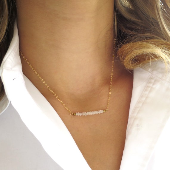 Gold Moonstone Bar Necklace