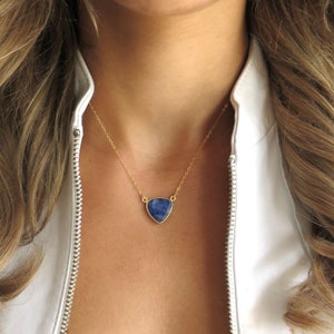 Gold Sapphire Necklace for Women, Blue Sapphire Jewelry for Her, Dainty Sapphire Pendant, Sapphire Solitaire Necklace, Simple Sapphire Gift