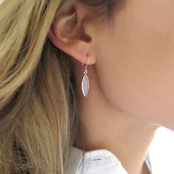 Dainty Pink Silver Earrings