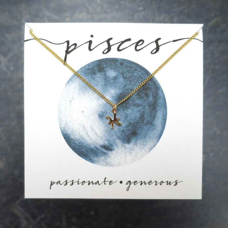 Gold Pisces Jewelry Dainty Pisces Necklace Small Pisces Etsy