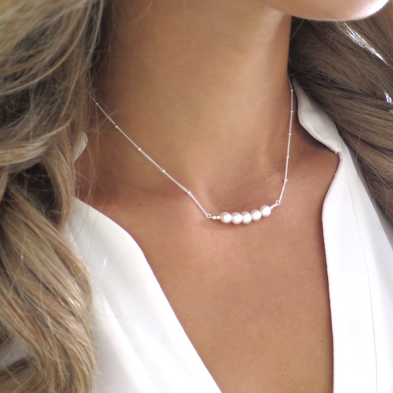 Pearl Bar Necklace (Silver 925) main image 0