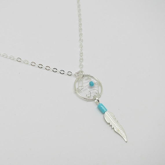 Silver Dreamcatcher Necklace, Dream Catcher Necklace, Dreamcatcher