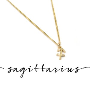 Gold Schütze Schmuck, zierliche Schütze Halskette, kleine Schütze Anhänger, Schütze Sternzeichen Sternzeichen Halskette, Schütze Geschenk für Sie