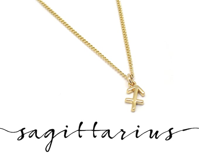 Gold Sagittarius Jewelry, Dainty Sagittarius Necklace, Small Sagittarius Pendant, Sagittarius Zodiac Necklace, Sagittarius Gift for Her
