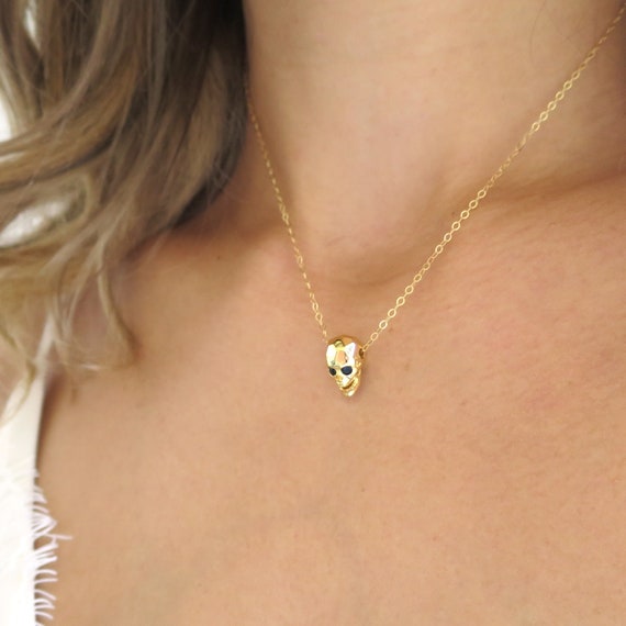 Gold Skull Necklace with CZ Eyes