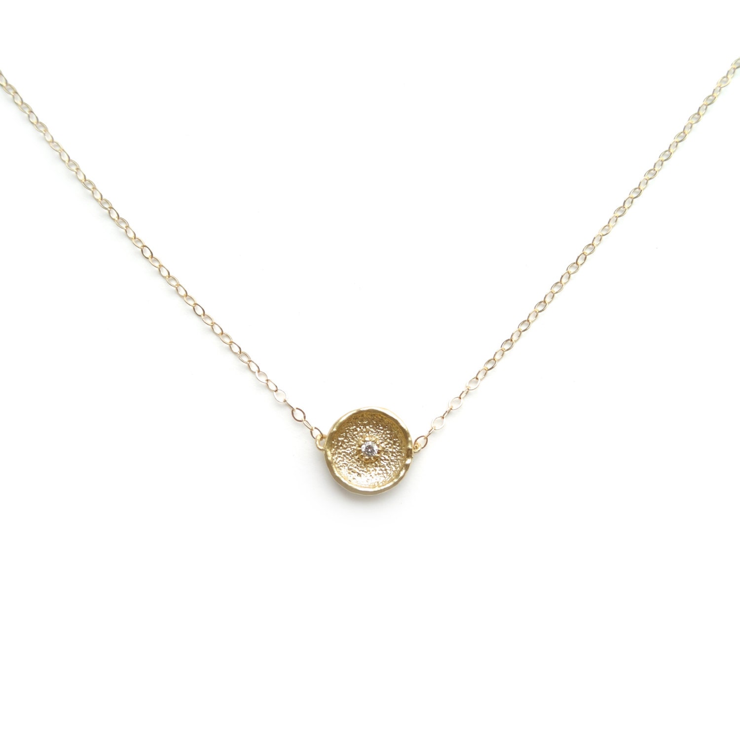 Delicate Coin Necklace Delicate Gold Necklace 14k Gold Etsy