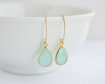 Details about   Aqua Chalcedony Gemstone 925 Silver 18k Gold Plated Wedding Dangle Earrings