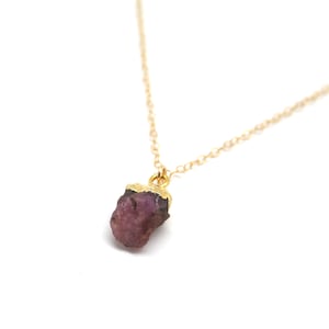 Raw Ruby Necklace, Natural Ruby Necklace, July Birthstone Necklace, July Necklace, Rough Ruby Pendant, Ruby Choker Necklace, Gold Choker