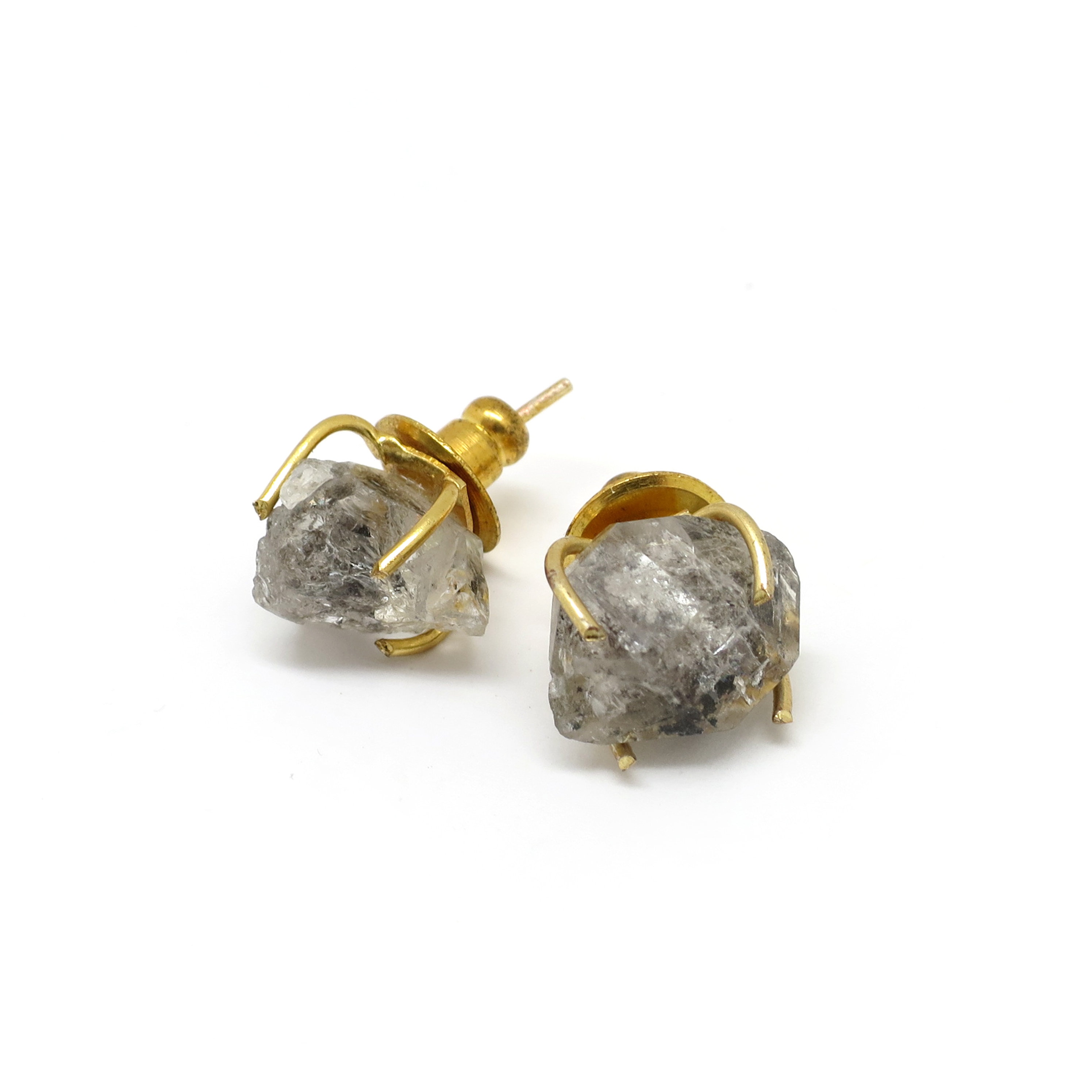 Crystal Quartz & Diamond Abeja Real Stud Earrings