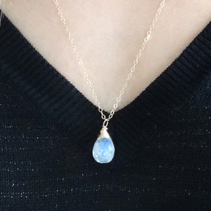 Dainty Moonstone Pendant Necklace, Dainty Moonstone Necklace, June Birthstone Necklace, Bridesmaid Gift, Gold Layer Necklace, gift for her