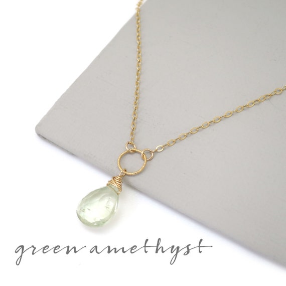 Dainty Green Amethyst Necklace