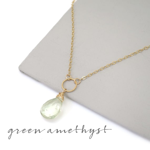 Dainty Green Amethyst Necklace