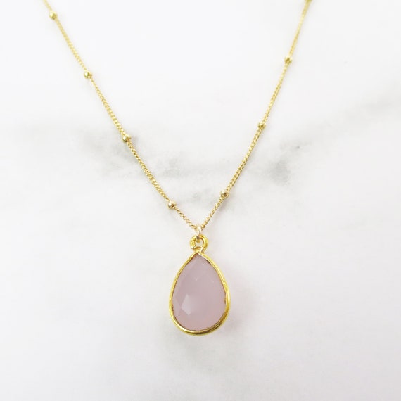 Tiny Pink Chalcedony Necklace