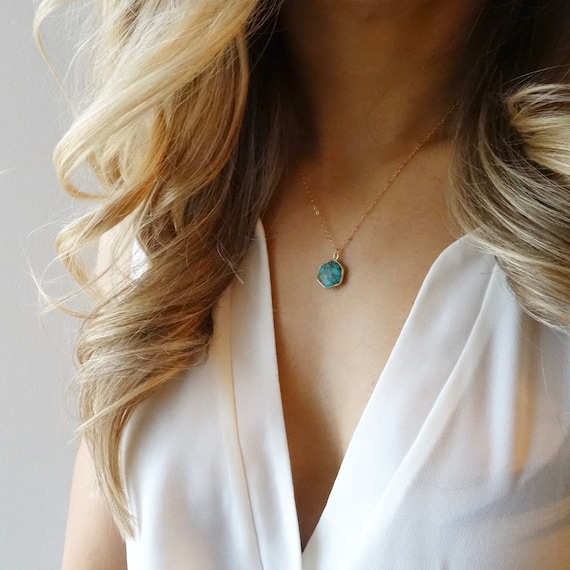 Turquoise Hexagon Necklace