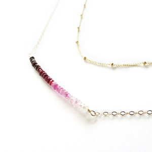 Ruby Bar Necklace, Ombre Ruby, Gold Layer Necklace, Delicate Necklace, Genuine Ruby Necklace, Everyday Necklace, July Birthstone, Ruby Bar