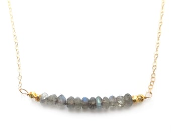 Labradorite Bar Necklace, Gold Labradorite Necklace, Delicate Labradorite Necklace, Bar Necklace Labradorite, Dainty Bar Necklace