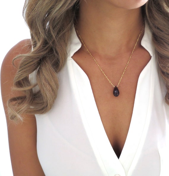 Smoky Topaz Teardrop Necklace