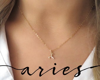 Small Aries Necklace, Dainty Aries Zodiac Jewelry, Gold Aries Pendant, Aries Zodiac Necklace, Aries Gift for Her, Gold Zodiac Pendant