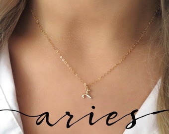 Petit collier Bélier, bijoux délicats du zodiaque Bélier, pendentif Bélier en or, collier zodiaque Bélier, cadeau Bélier pour elle, pendentif zodiaque en or