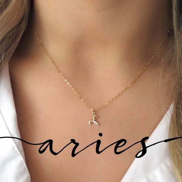 Small Aries Necklace, Dainty Aries Zodiac Jewelry, Gold Aries Pendant, Aries Zodiac Necklace, Aries Gift for Her, Gold Zodiac Pendant