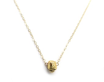 Fools Gold Necklace, Pyrite Necklace, Gold Nugget Necklace, 14k Gold Fill Necklace, Dainty Gold Necklace, Thin Gold Chain, Gold Pendant