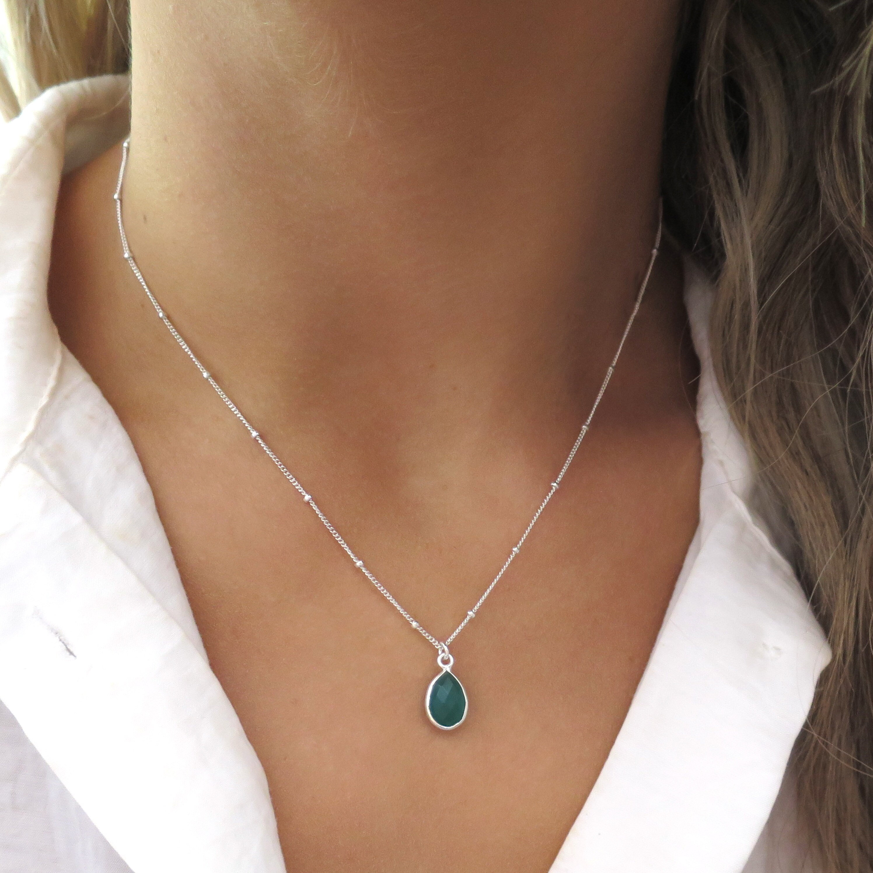 6.85ct Emerald and 0.84ctw Sapphire Pendant 18 Inch chain 925 silver -  Emerald Diamond Global