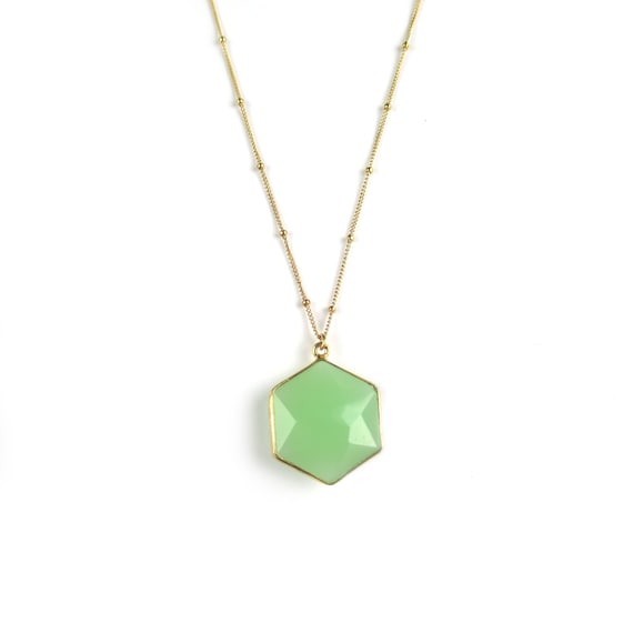 Light Green Hexagon Necklace