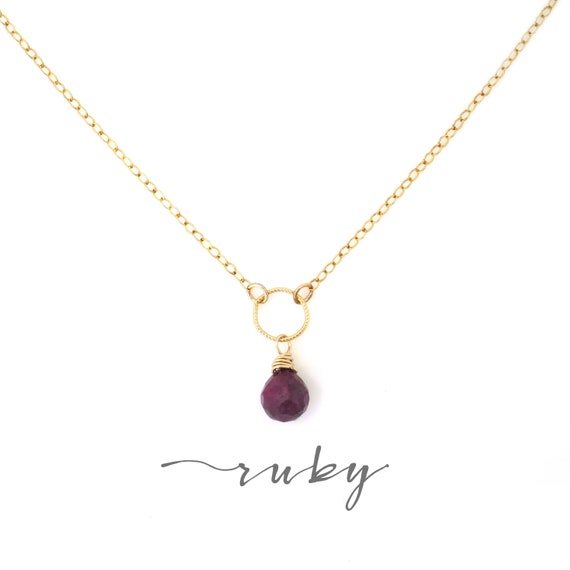 Small Dainty Ruby Necklace