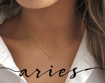Dainty Aries Zodiac Jewelry, Small Aries Necklace, Gold Aries Pendant, Aries Zodiac Necklace, Aries Gift for Her, Gold Zodiac Pendant