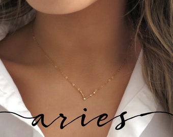 Délicat Bijoux du Zodiaque Bélier, Petit Collier Bélier, Pendentif Bélier En Or, Collier Bélier Zodiaque, Cadeau Bélier pour Elle, Pendentif Zodiaque En Or
