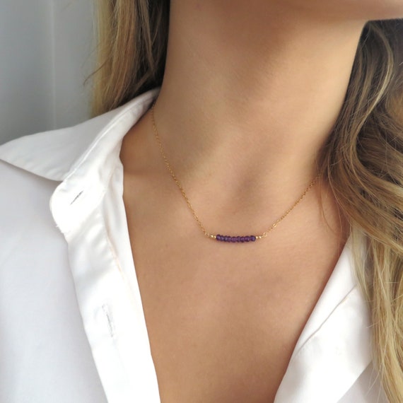 Amethyst sale bar necklace