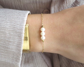 Gold Pearl Bracelet Gold, Gold Stacking Bracelet, Dainty Gold Bracelet, 14k Gold Filled Bracelet, Thin Gold Chain Bracelet Layering Bracelet