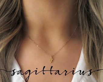 Dainty Sagittarius Sign Necklace, Gold Sagittarius Necklace, Small Sagittarius Jewelry, Sagittarius Zodiac Necklace, Sagittarius Gift
