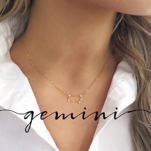 Gold Gemini Necklace Gold, Gemini Zodiac Necklace 14k Gold Filled, Gemini Necklace for Women, Gemini Gift, Gemini Jewelry, Gemini Pendant
