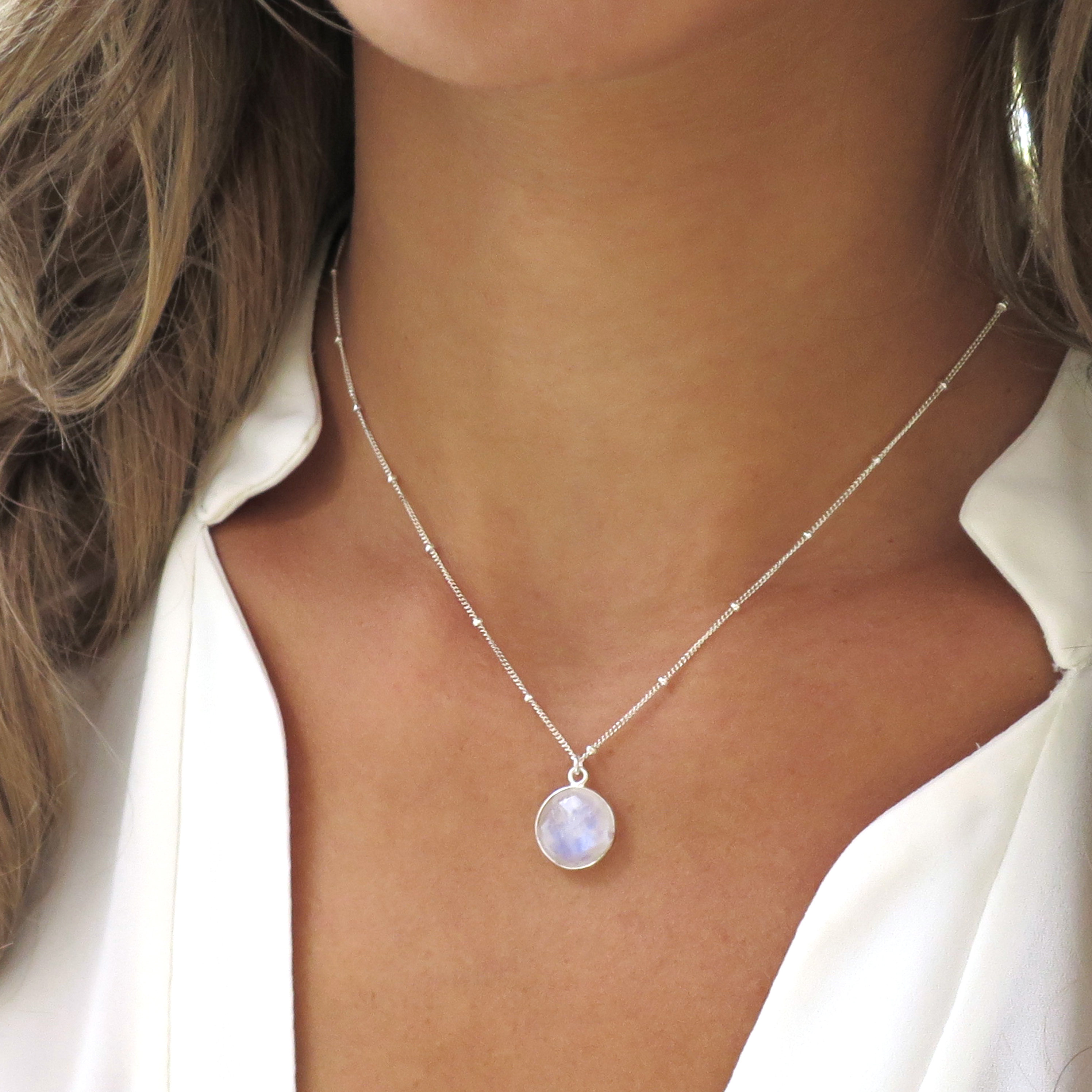 Collana Di Pietra Di Luna Arcobaleno 6-12mm - Grezza E Naturale, Lunghezza 20 Pollici