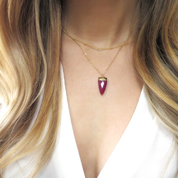 Dainty Ruby Layer Necklace