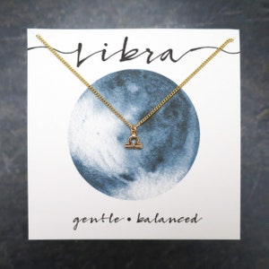 Dainty Libra Necklace, Gold Libra Jewelry, Small Libra Pendant, Libra Zodiac Necklace, Libra Gift for Her, Astrological Libra