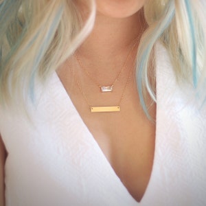 Gold Diamond Layer Necklace, Gold Bar Necklace, Delicate Gold Layer Necklace Set, Minimalist Necklace, Dainty Gold Necklace, bezel cut