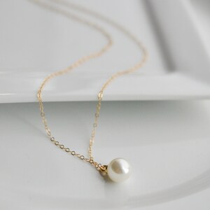 Gold Pearl Necklace, Small Pearl Pendant, Pearl Gift, Single Pearl ...