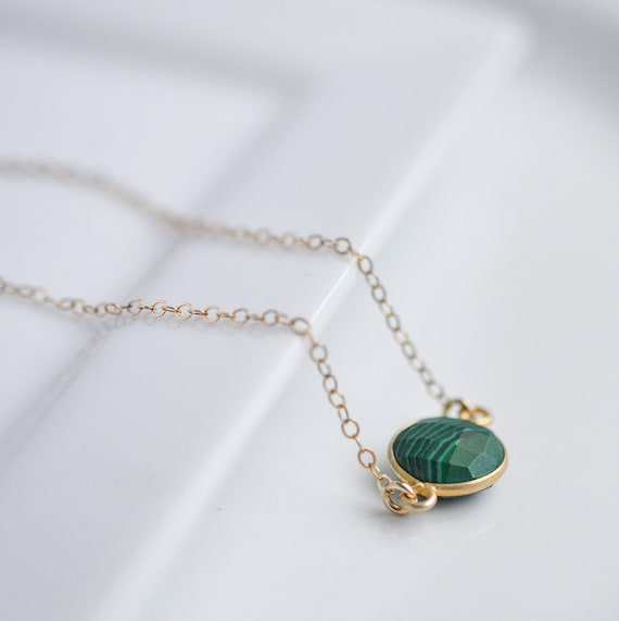Dainty Malachite Necklace Gold Malachite Jewelry for Her Gold